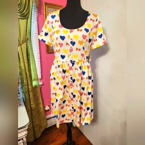 Modcloth Pastel Heart Print Dress HELLO KITTY